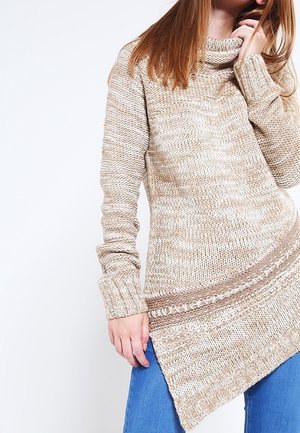 Striktrøje - mottled beige