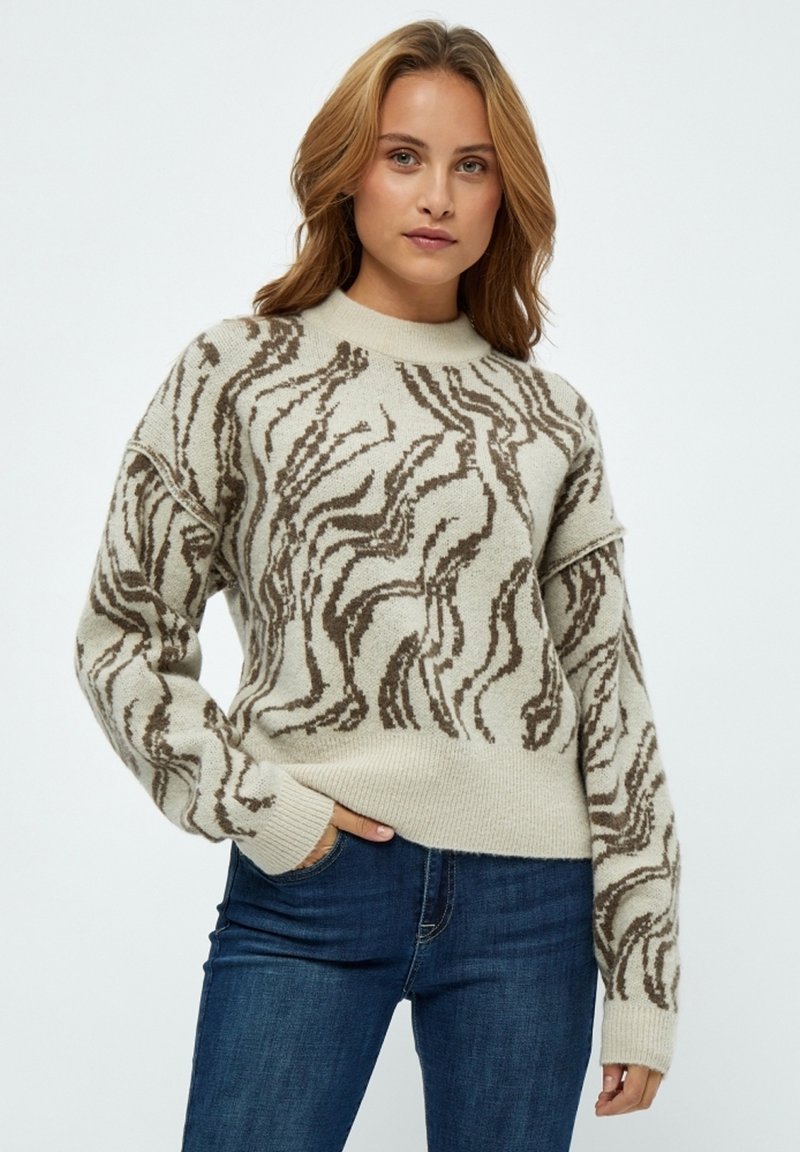 Minus MIFALKA KNIT PULLOVER. Jersey de punto wood smoke stripe/gris