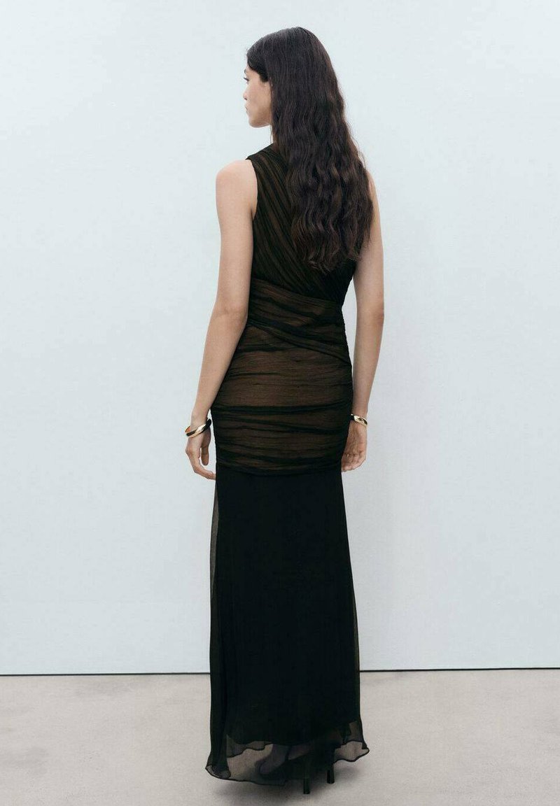 mango textured flowy dress Mango flowy long dress Wine – HotBrandDeals main image 1