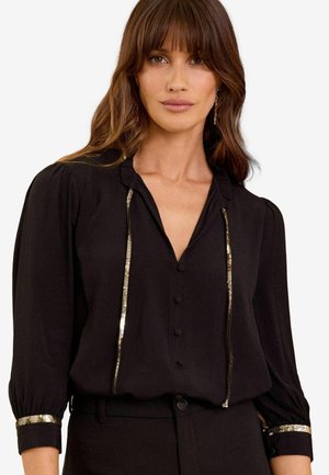 Love & Roses SEQUIN TIE V NECK - REGULAR FIT - Palaidinė - black