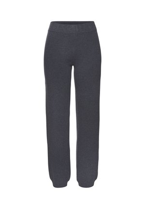 Graue Jogginghose aus weichem Material, mit elastischem Bund und schmal zulaufenden Knöcheln für einen lässigen Sitz. Keine sichtbaren Muster oder Beschläge.