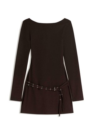 BELTED - MIDI - Jerseyjurk - dark brown