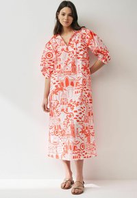 Next NOTCHNECK PUFF SLEEVE-REGULAR FIT - Päevakleit - red white scenic print