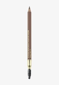 Brow shaping poederpotlood in bruin. Beschikt over een geslepen, puntige tip en een spiraalborstel aan de andere kant. Gouden en bruine verpakking.