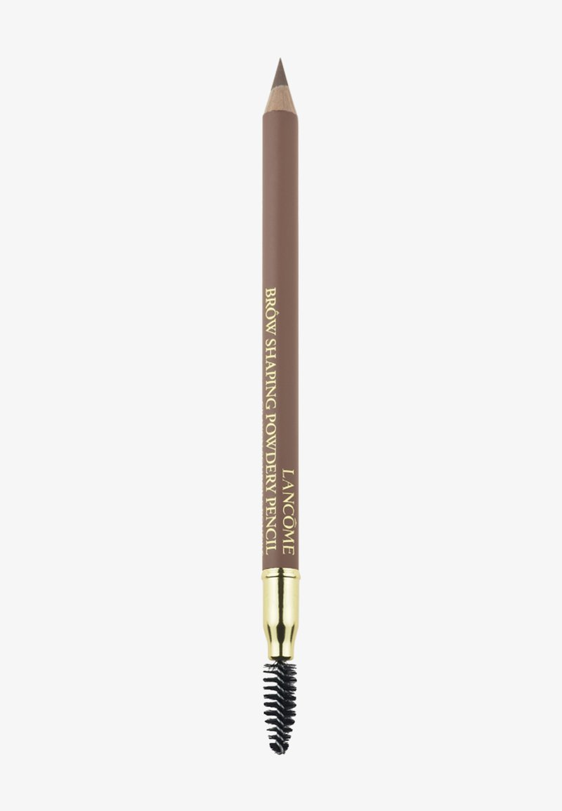 Brow shaping poederpotlood in bruin. Beschikt over een geslepen, puntige tip en een spiraalborstel aan de andere kant. Gouden en bruine verpakking.