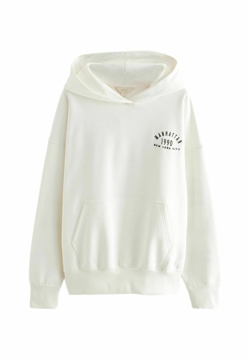 Next CITY GRAPHIC LONGLINE HOODIE - Džemperis ar kapuci - ecru white