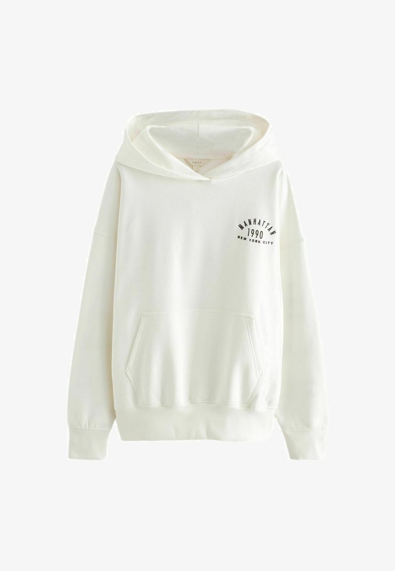Next CITY GRAPHIC LONGLINE HOODIE - Džemperis ar kapuci - ecru white