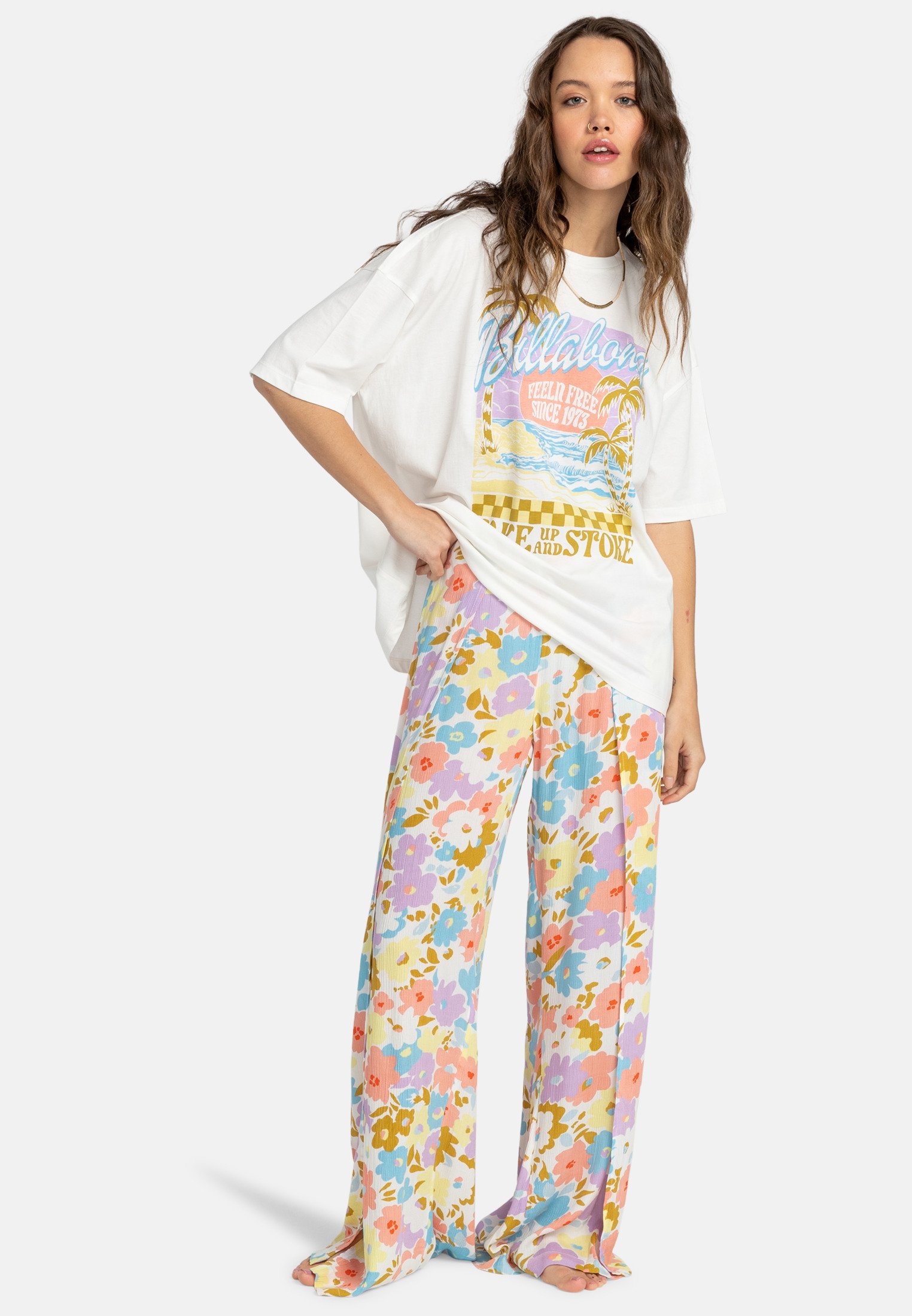 売れ筋商品|||ビラボン Tシャツ レディース トップス WAKE UP AND STOKE - Print T-shirt - salt crystal Billabong Wake Up and Stoke Tee – Salt Crystal
