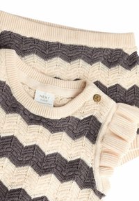 Next SET - REGULAR FIT - Striktrøje - tan monochrome zig zag stripe