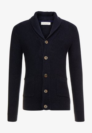 SLHRICHARD BUTTON SHAWL NECK  - Chaqueta de punto - maritime blue/black/dark navy