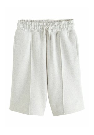 Lysegrå knælange shorts med elastisk taljebånd og snor, med sidelommer og afslappet pasform.