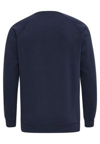 Marineblauw sweatshirt van een katoenmix, met een ronde hals, lange mouwen en ribgebreide boorden en onderrand. Gladde textuur, geen zichtbare logo's.