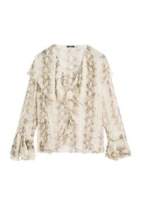 Massimo Dutti SNAKESKIN PRINT GARMENT WITH RUFFLES - Blus - beige