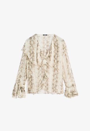 Massimo Dutti SNAKESKIN PRINT GARMENT WITH RUFFLES - Camicetta - beige