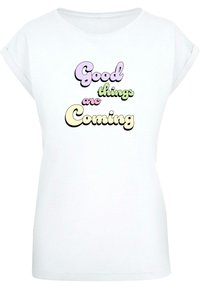 Merchcode GOOD THINGS EXTENDED SHOULDER  - T-shirts med print - white