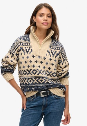 LODGE ZIP NECK - Trui - island ecru