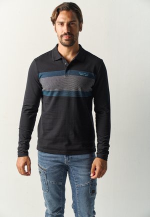 Koroshi, KOROSHI MEN'S LONG SLEEVE BLOCK POLO MEN'S LONG SLEEVE BLOCK POLO - Polo - black