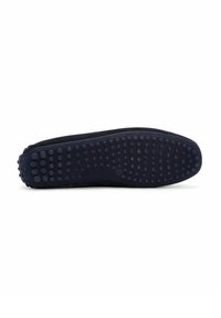 Marineblaue Slipper mit einer strukturierten Gummisohle, die über runde Griffe für Traktion verfügt. Das weiche Obermaterial sorgt für Komfort und Flexibilität.