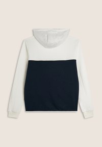 Felpa con cappuccio caratterizzata da un design color-block in bianco e blu navy. Realizzata in un tessuto morbido, con tasca frontale e polsini a costine.