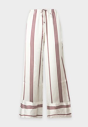 Topshop, STRIPE WIDE TROUSERS - Παντελόνι - pearled ivory/chocolate