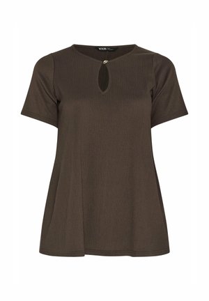 Yours Clothing, PLUS SIZE CASUAL TOPS - Camiseta estampada - chocolate