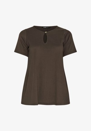 Yours Clothing, PLUS SIZE CASUAL TOPS - T-Shirt print - chocolate