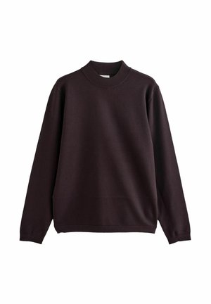 Black crew neck sweatshirt made from a soft cotton blend. Features long sleeves, ribbed cuffs, and a relaxed fit.