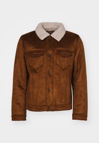 FAUX SHEARLING TRUCKER - Kunstlederjacke - brown