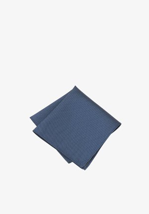 Navy blue cotton cloth with small white polka dots, folded into a square shape. Smooth texture with stitched edges.
