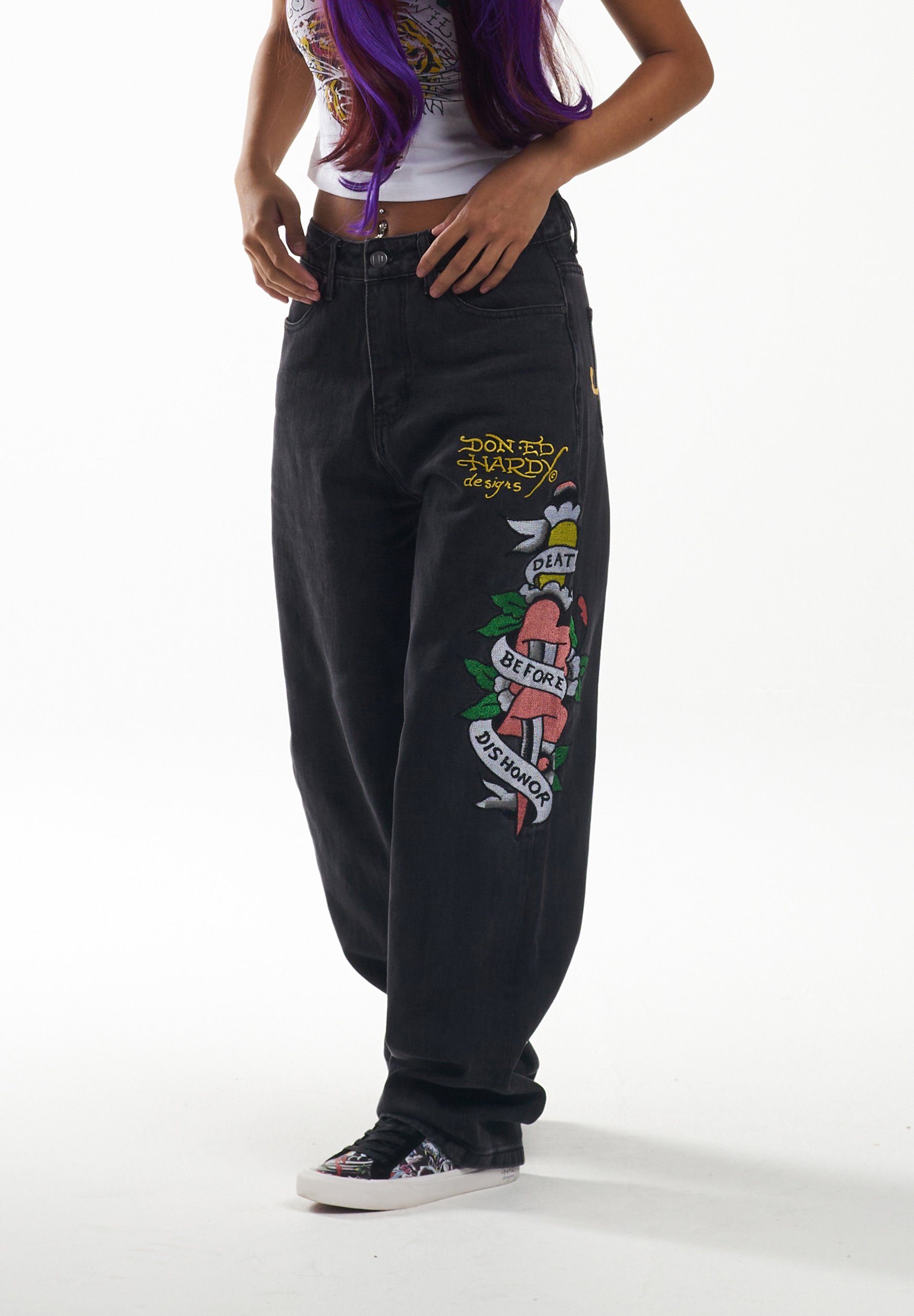 Ed Hardy Relaxed fit jeans - black - Zalando