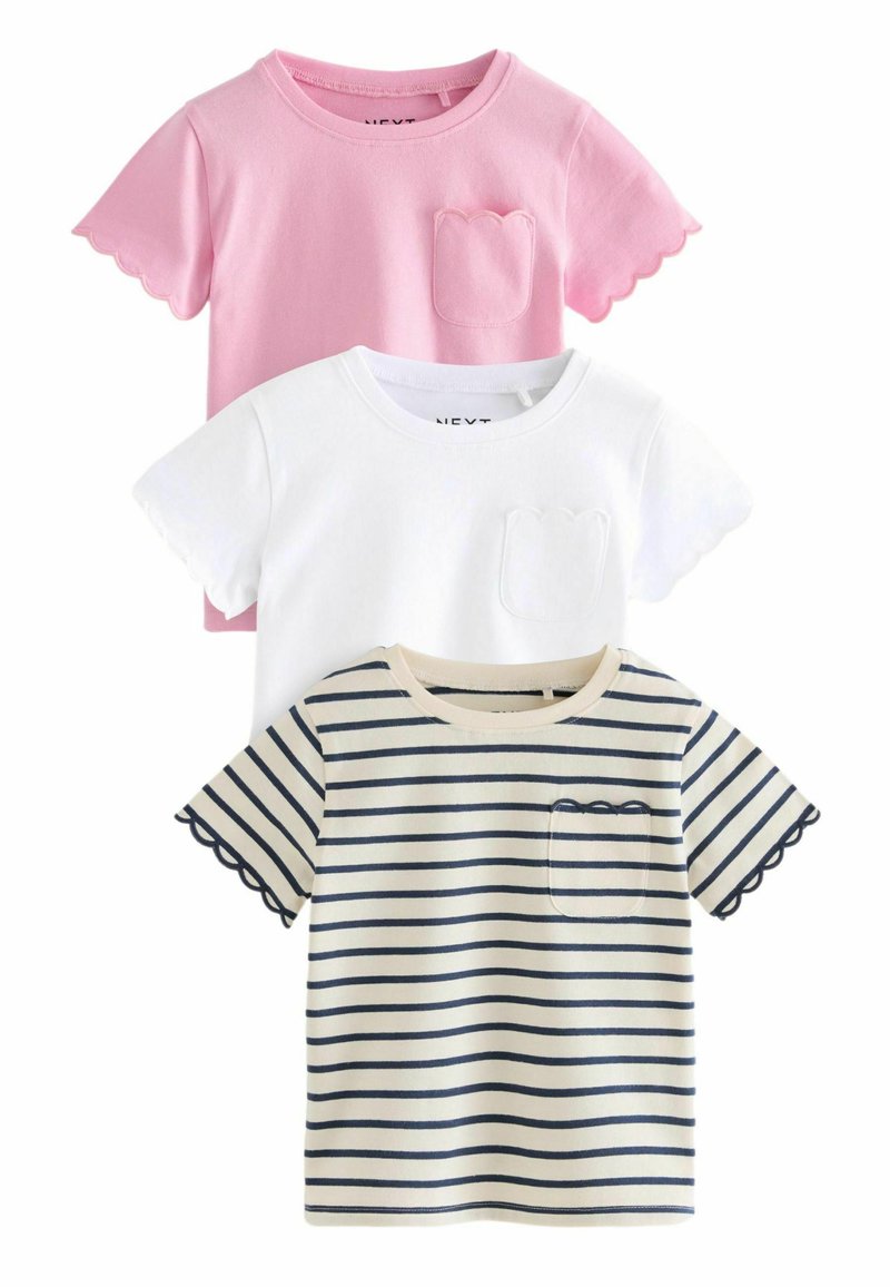 Next Next SHORT SLEEVE SCALLOP 3 PACK - REGULAR FIT - Print T-shirt - pink