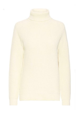 Zöld színű, bordázott textúrájú, garbós pulóver, hosszú ujjakkal és normál szabással. Minták vagy további díszítések nélkül. Puha és kényelmes anyag.