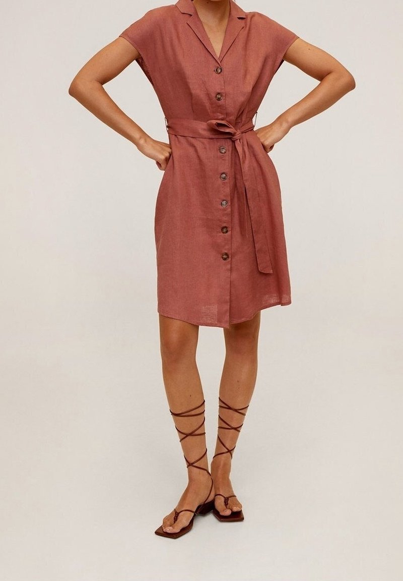 mango pink shirt dress Bow shirt dress - Women