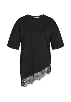 Noisy May, NMEASY LACE DETAIL S/S T-SHIRT - T-shirt imprimé - black