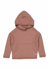 Felpa con cappuccio in morbido tessuto rosa chiaro. Presenta una tasca frontale e polsini a costine. Design semplice e informale con una vestibilità comoda.