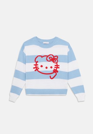 HELLO KITTY RIGHE - Pullover - celeste/bianco