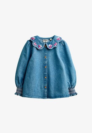JoJo Maman Bébé, EMBROIDERED SHIRT - Hemdbluse - blue chambray floral