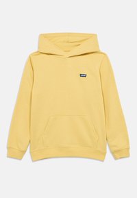 Κίτρινο βαμβακερό φούτερ με κουκούλα και μπροστινή τσέπη, ρυθμιζόμενο κορδόνι στην κουκούλα και μικρό μπλε λογότυπο Levi's στο στήθος. Λείο υφή.
