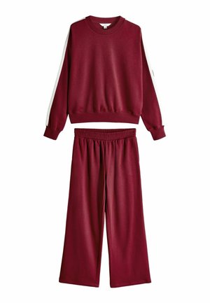 REGULAR FIT - 2 PIECE TAPED CREW NECK  AND WIDE LEG  SET   - Chándal - red