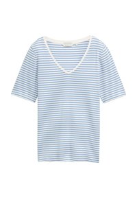 TOM TAILOR MIT V-AUSSCHNITT - Tricou cu imprimeu - flawless blue regular stripe