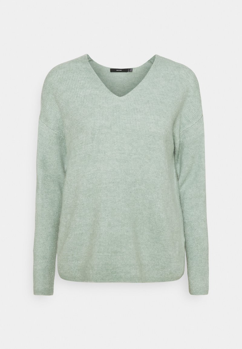 Vero Moda VMCREWLEFILE VNECK - Camisola - jadeite melange