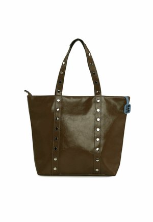 LARGE CRINKLED WITH STUD DETAILS - Nakupovalna torba - mink