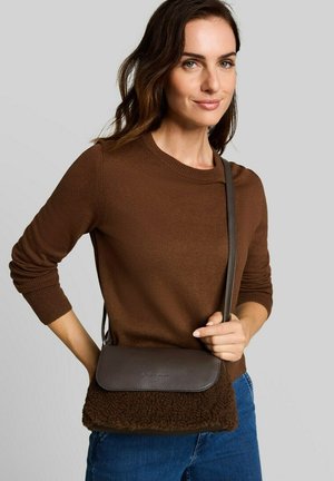 TOM TAILOR, TOM TAILOR BAGS TTZELINA S UMHÄNGETASCHE MIT TEDDYFELL - Cross body bag - dark brown