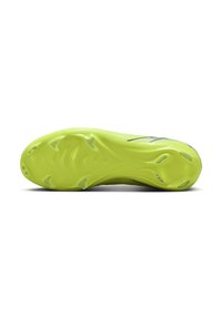 Heldergele sport schoenzool met een gestructureerd oppervlak en prominente noppen voor grip. Bevat een glad, duurzaam materiaal en een gestroomlijnd ontwerp.