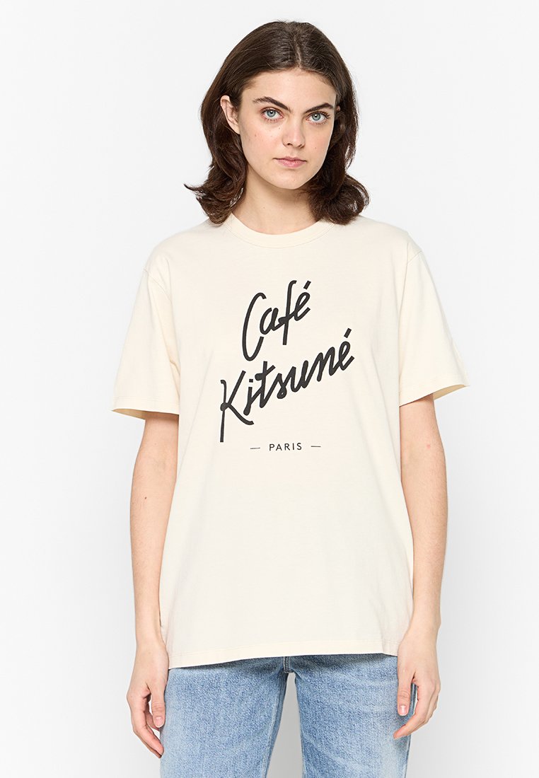 Café Kitsuné T-shirt print beige Café Kitsuné T-shirt print beige
