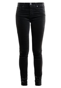Černé úzké džíny vyrobené z bavlněné směsi, s klasickým pětipocket designem, zipem a mírným elastickým tahem pro pohodlí.