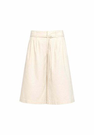 THE-ARE, PANTALÓN RECTO TIPO BERMUDAS CULOTTE CON CINTURÓN DE MUJER - Shorts - beige