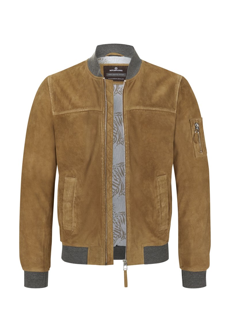 Bomber Jacke Veloursleder Herren Milestone Lederjacke Camel Zalando