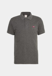 Donkergrijze polo shirt van katoen, met een klassieke kraag, een drieknoopsluiting en een klein rood Levi's-logo op de borst.
