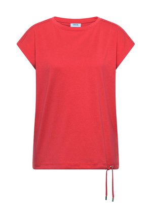 Cecil, T-SHIRT WITH CROCHET-DETAILS - T-shirt basic - coral